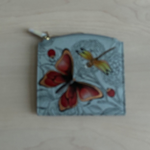 New Anuschka Light Blue Floral Genuine Leather Bag & Zippered Wallet 2 Piece Set - Picture 12 of 16